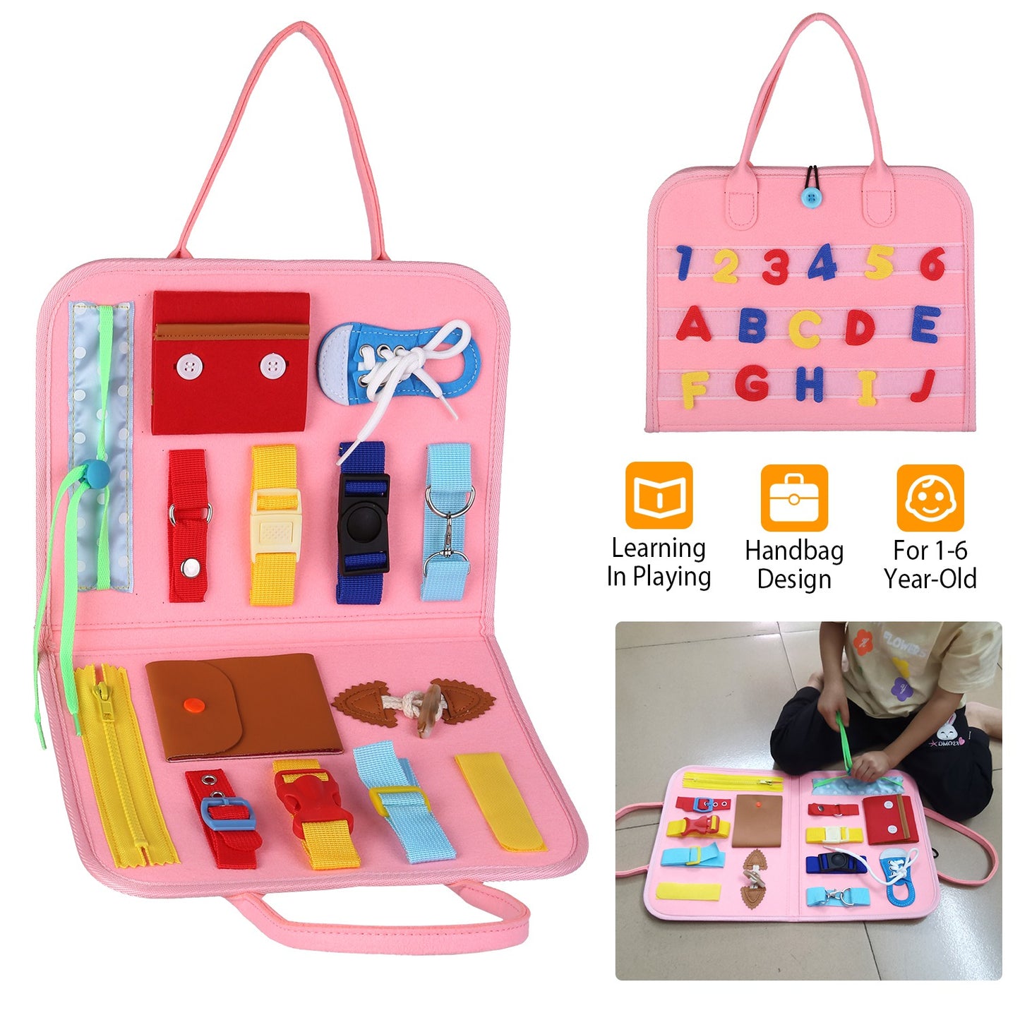 Busy Board Sensory Activity Toy for Toddlers Ages 1-6