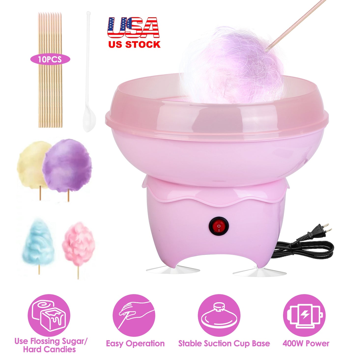 Cotton Candy Maker Machine for Kids - Electric & Portable