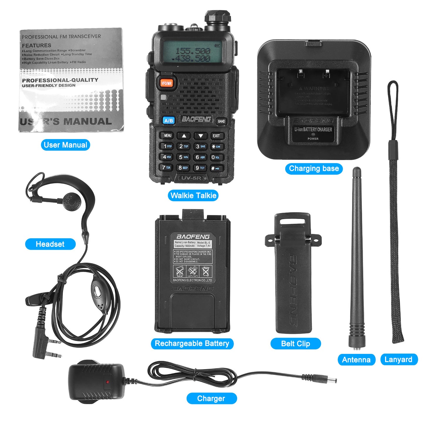 Dual Band Two Way Radio 5W VHF UHF Walkie Talkie