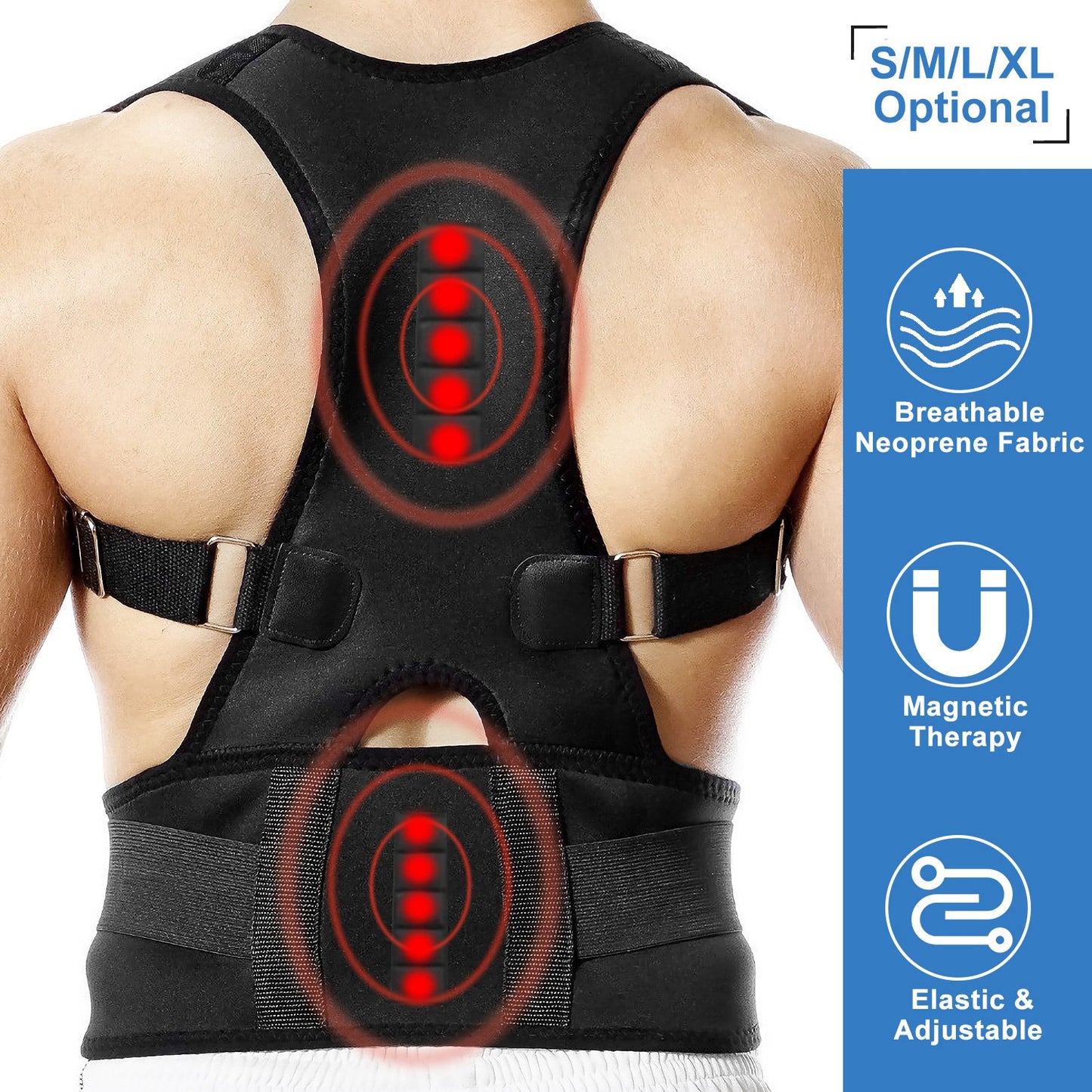 Magnetic Posture Corrector Back Brace with Lumbar Support