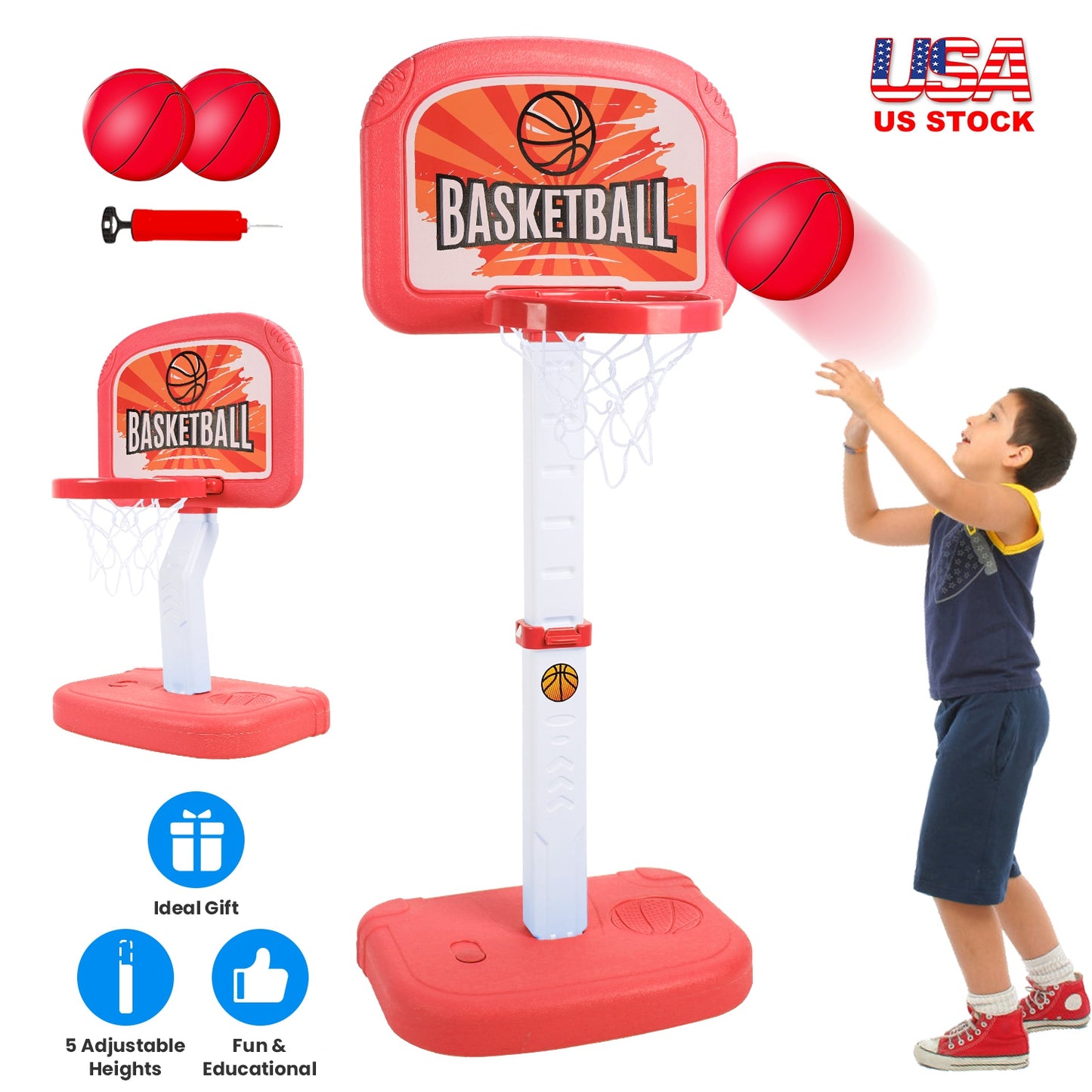 Poolside Basketball Hoop Set with Adjustable Height