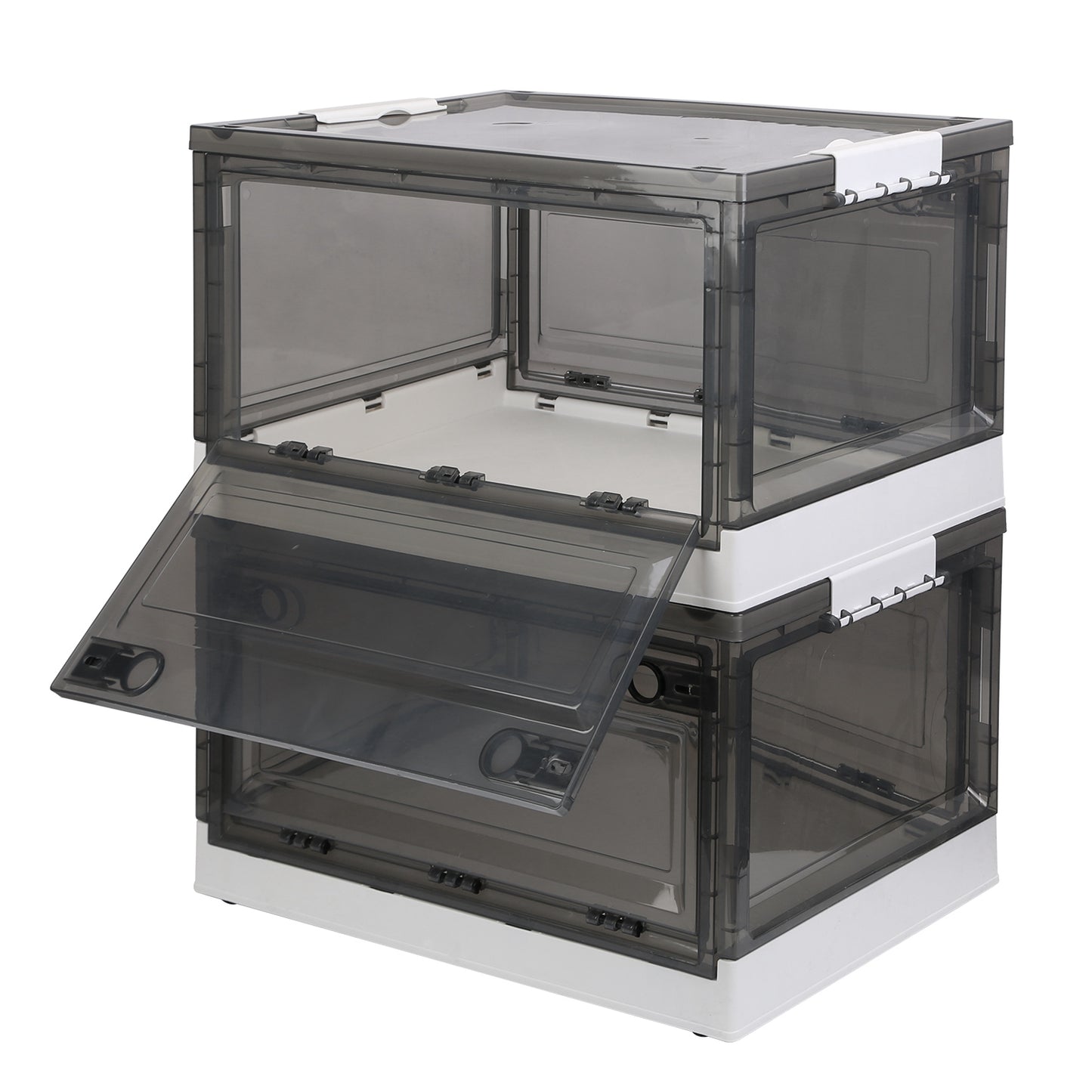 Foldable Storage Bins with Wheels - 2 Pack Stackable Organizer