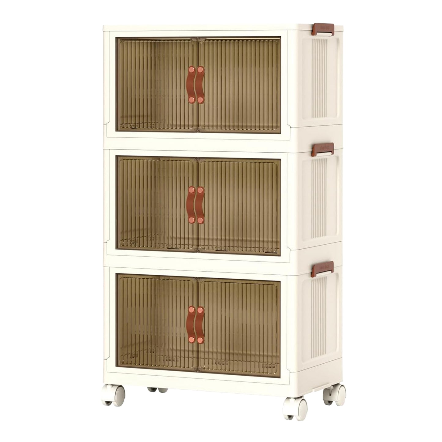 Foldable Storage Bins with Lids & Wheels - 3 Pack Stackable