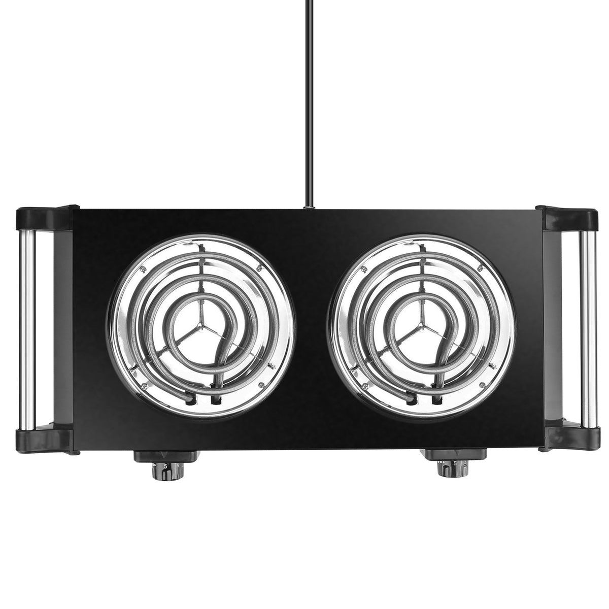 2000W Electric Dual Burner Portable Coil Heating Hot Plate Stove Countertop RV Hotplate with 5 Temperature Adjustments Portable Handles