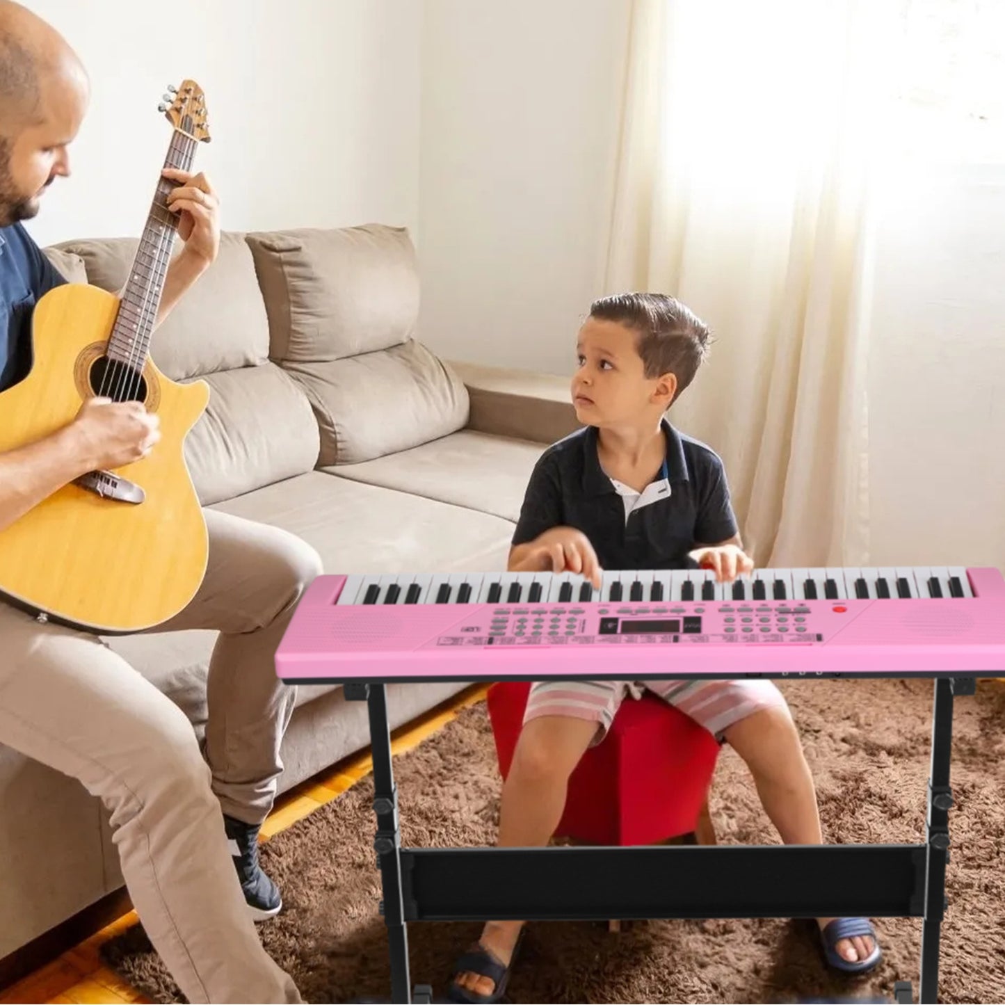 61-Key Digital Music Keyboard with Microphone & Stand