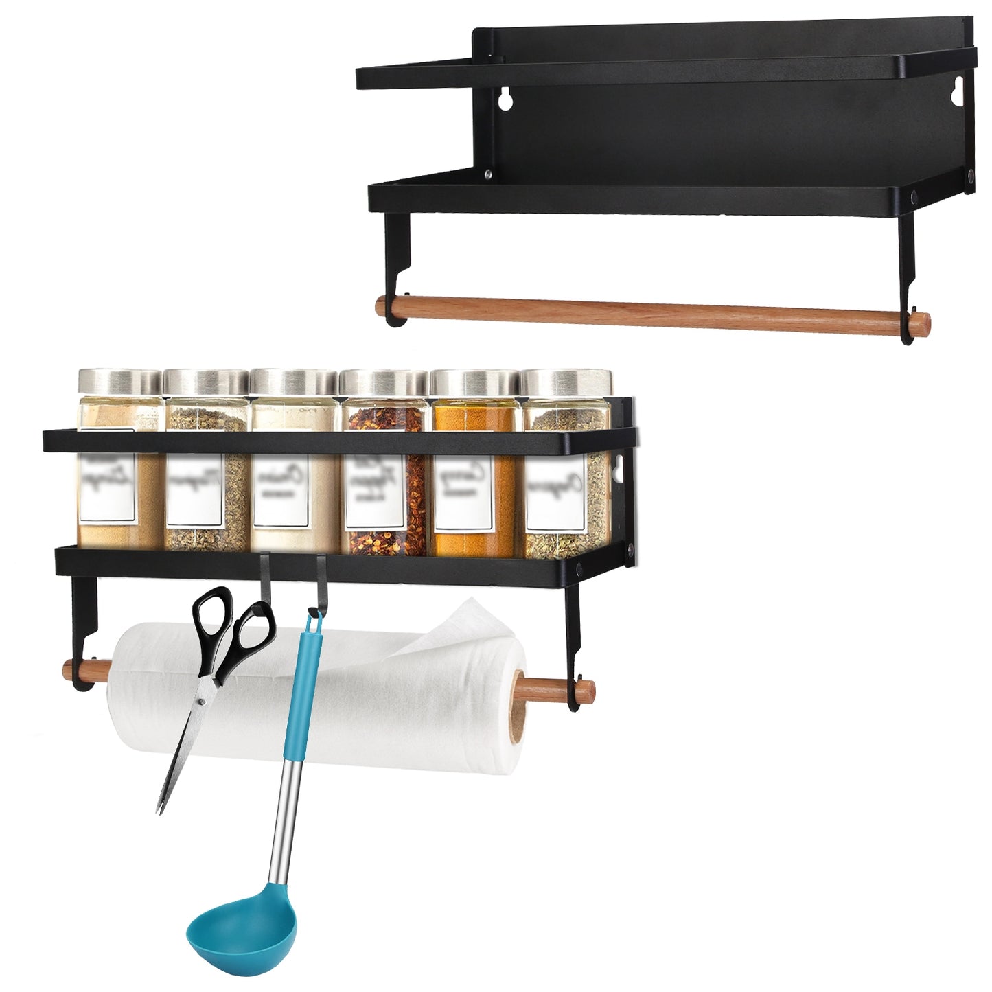 Magnetic Spice Rack for Refrigerator with Paper Towel Holder