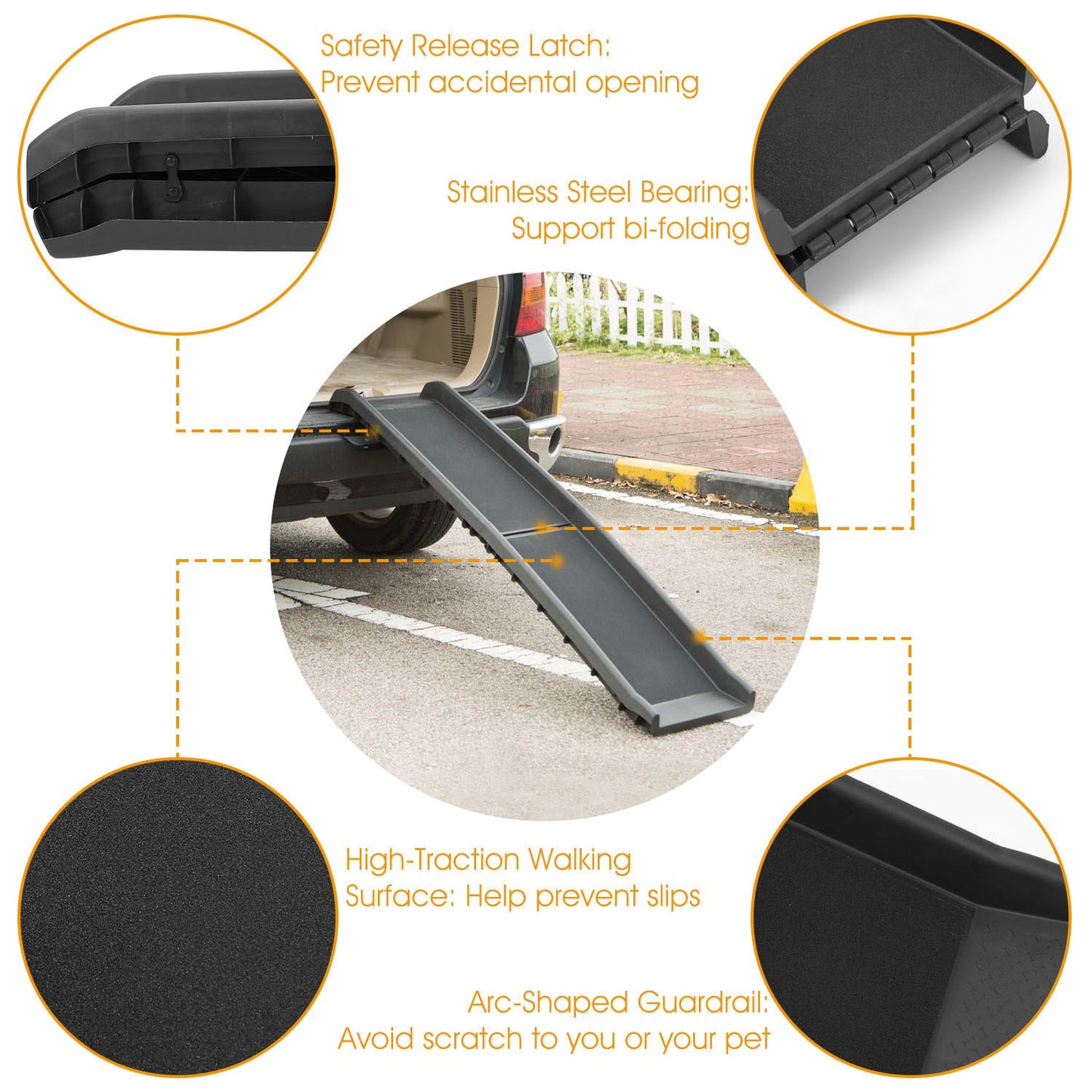 Foldable Dog Ramp for Cars – 176 lbs Capacity, Non-Slip Surface
