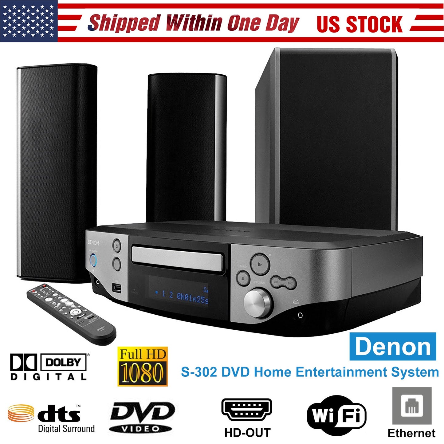 DVD Home Theater System with WiFi and 1080p Upscaling