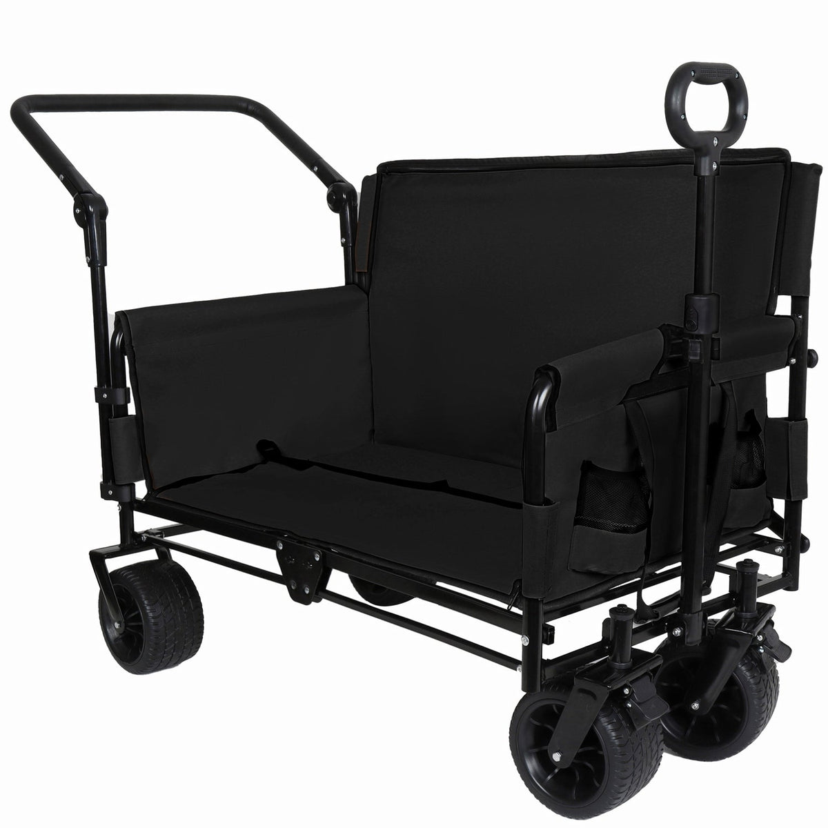 Folding Wagon Cart with Bench Seat & Canopy, 500lbs Capacity