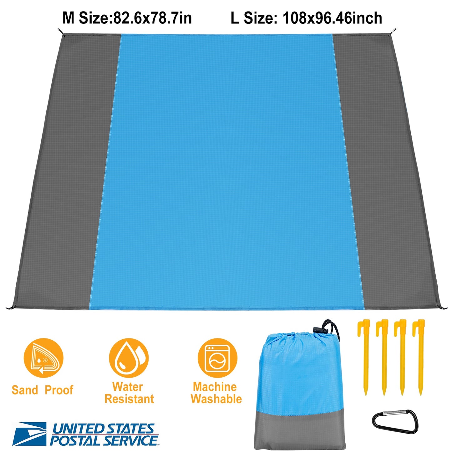 Sand Proof Picnic Blanket with Anchors and Carry Bag