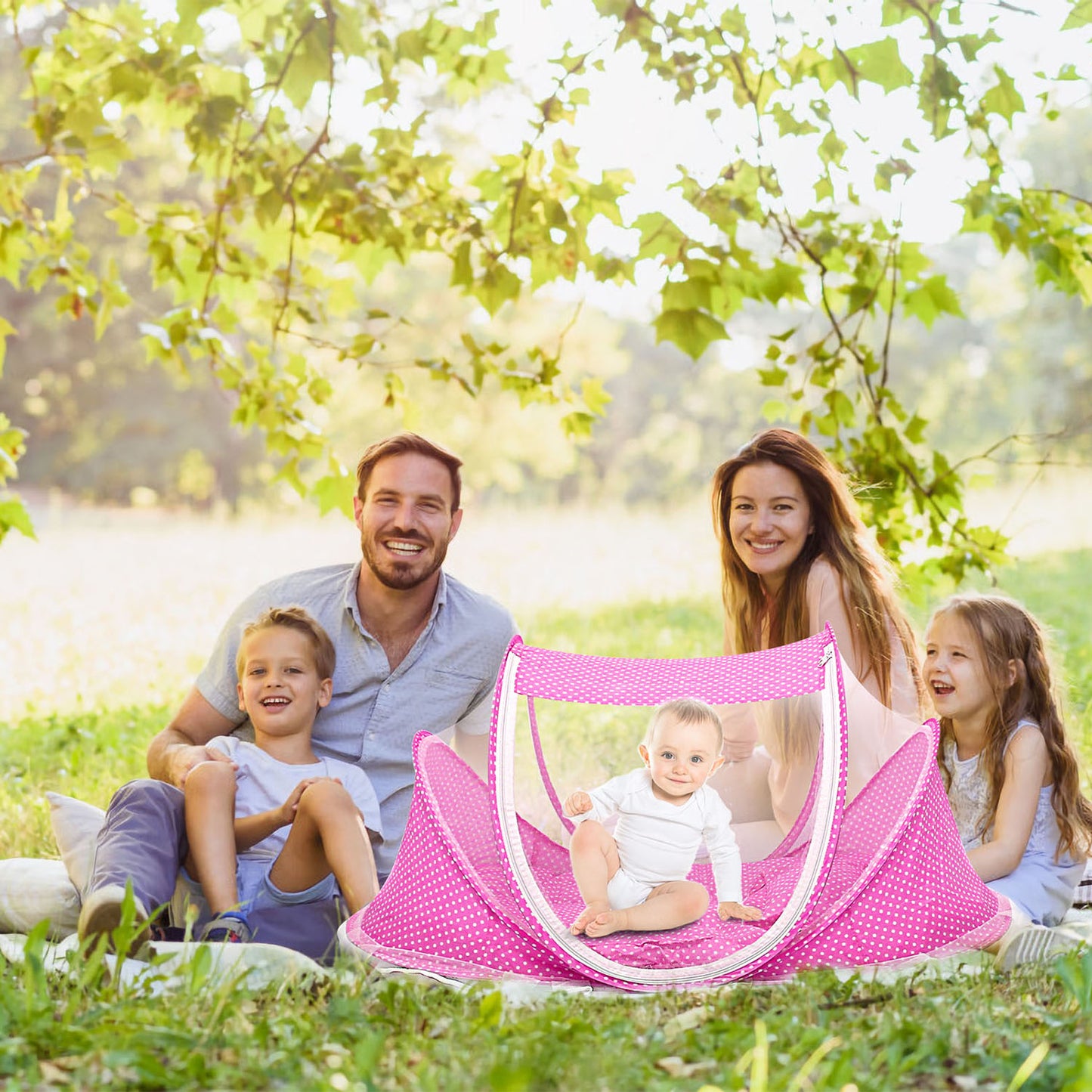 Foldable Baby Travel Bed with Mosquito Net & Music Box