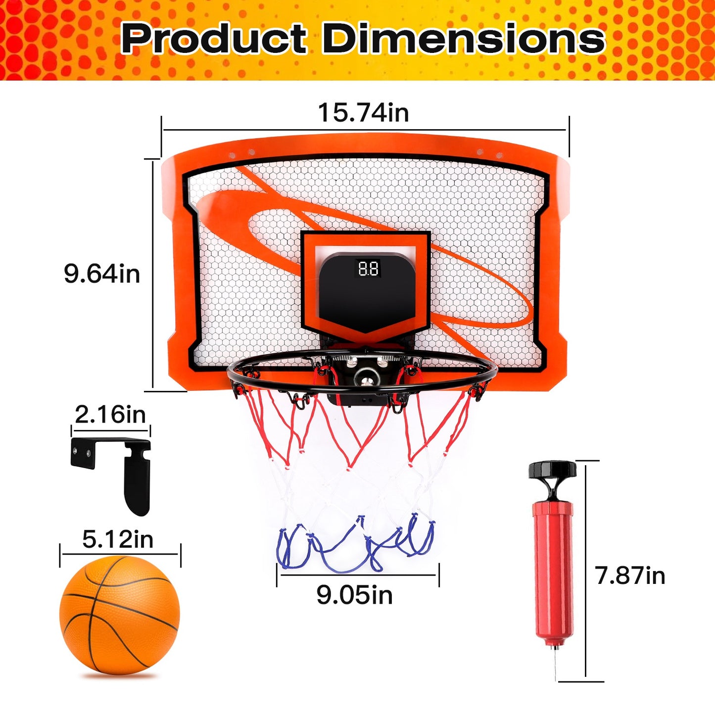 Over-the-Door Mini Basketball Hoop with Electronic Scorer