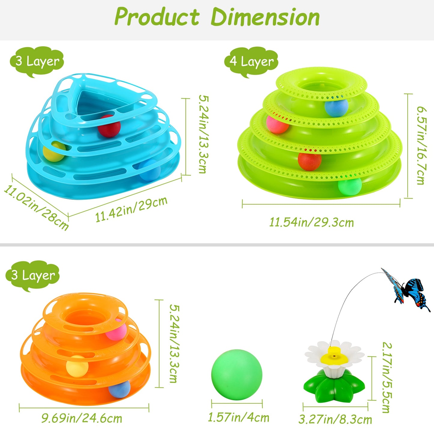 Cat Track Tower Toy 4-Layer Interactive Ball Chase Game