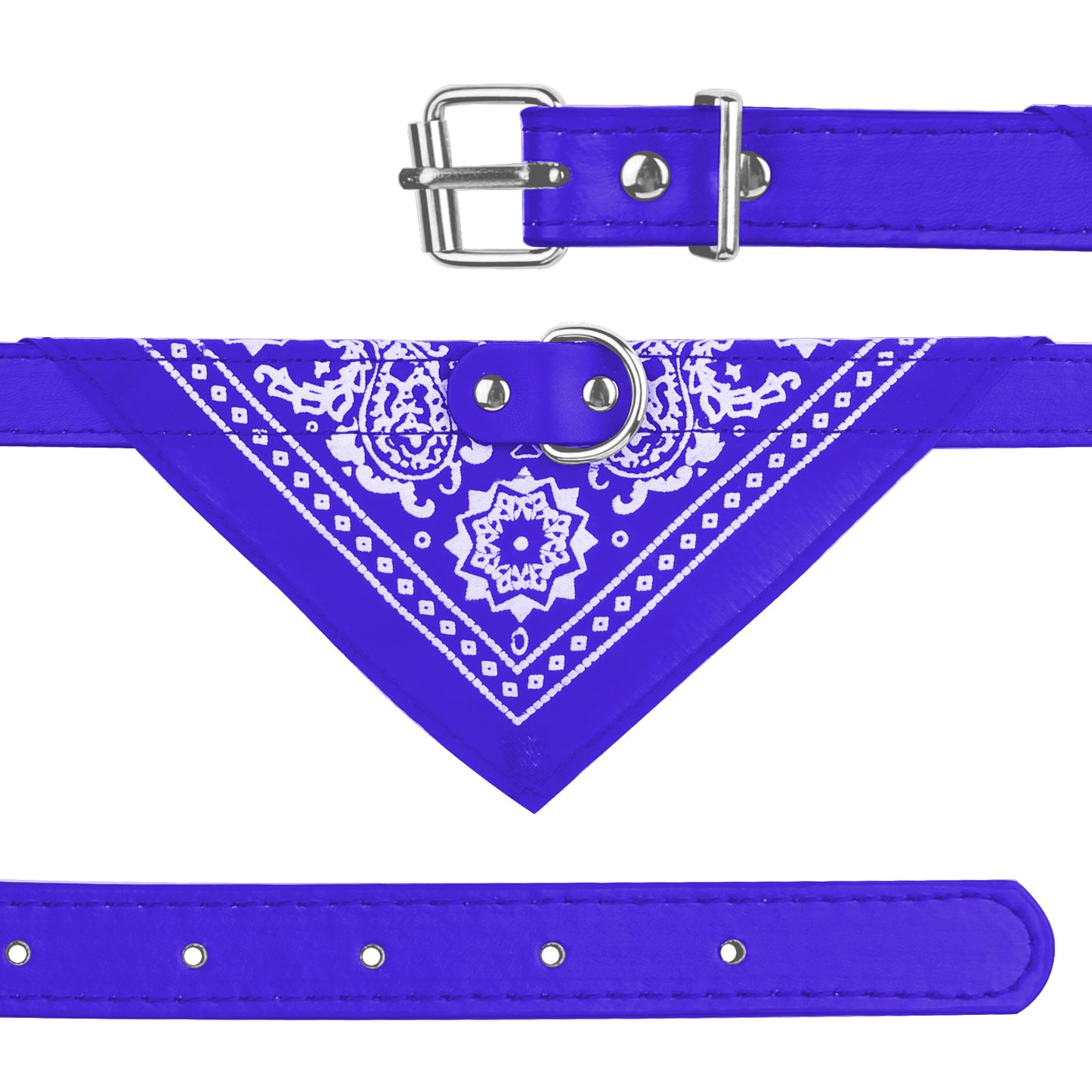 Dog Bandana Collar with Adjustable Leather Strap