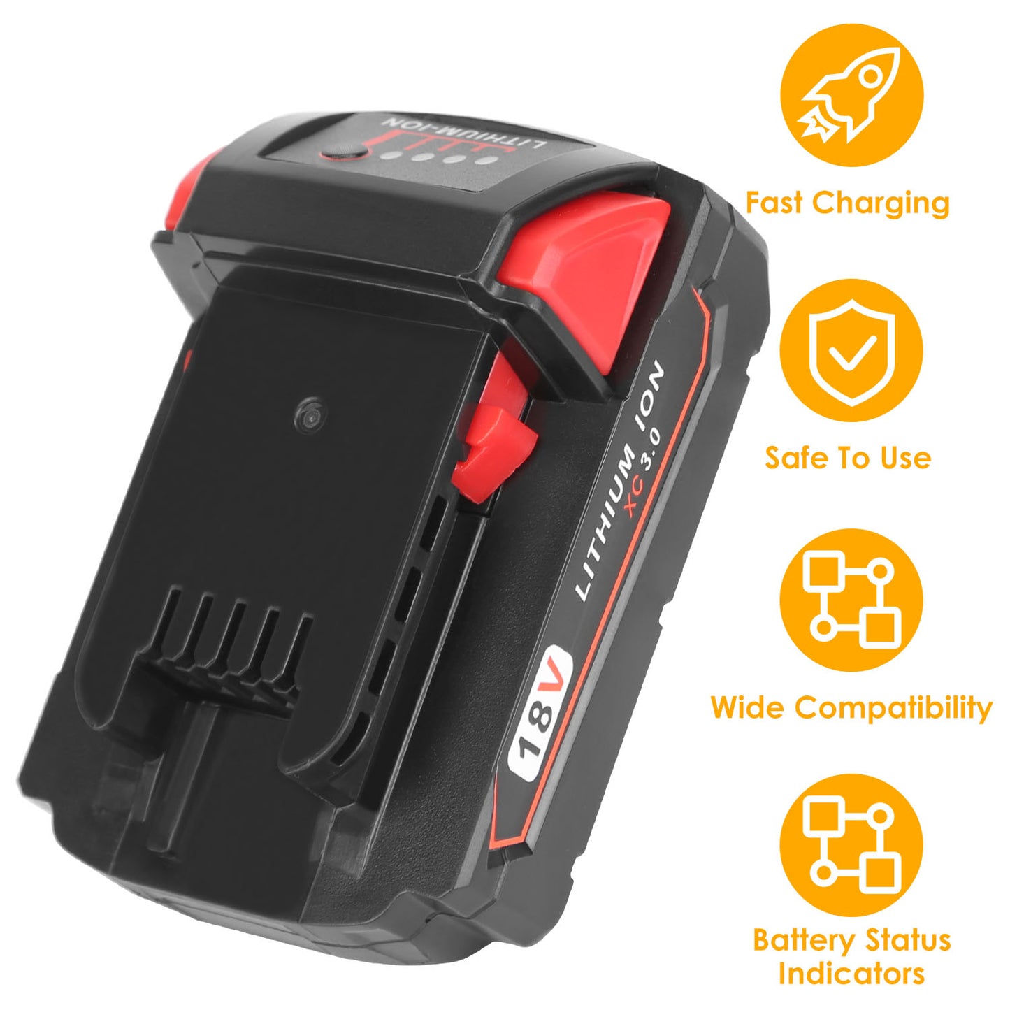 18V 3000mAh Lithium Battery for Milwaukee M18 Cordless Tools