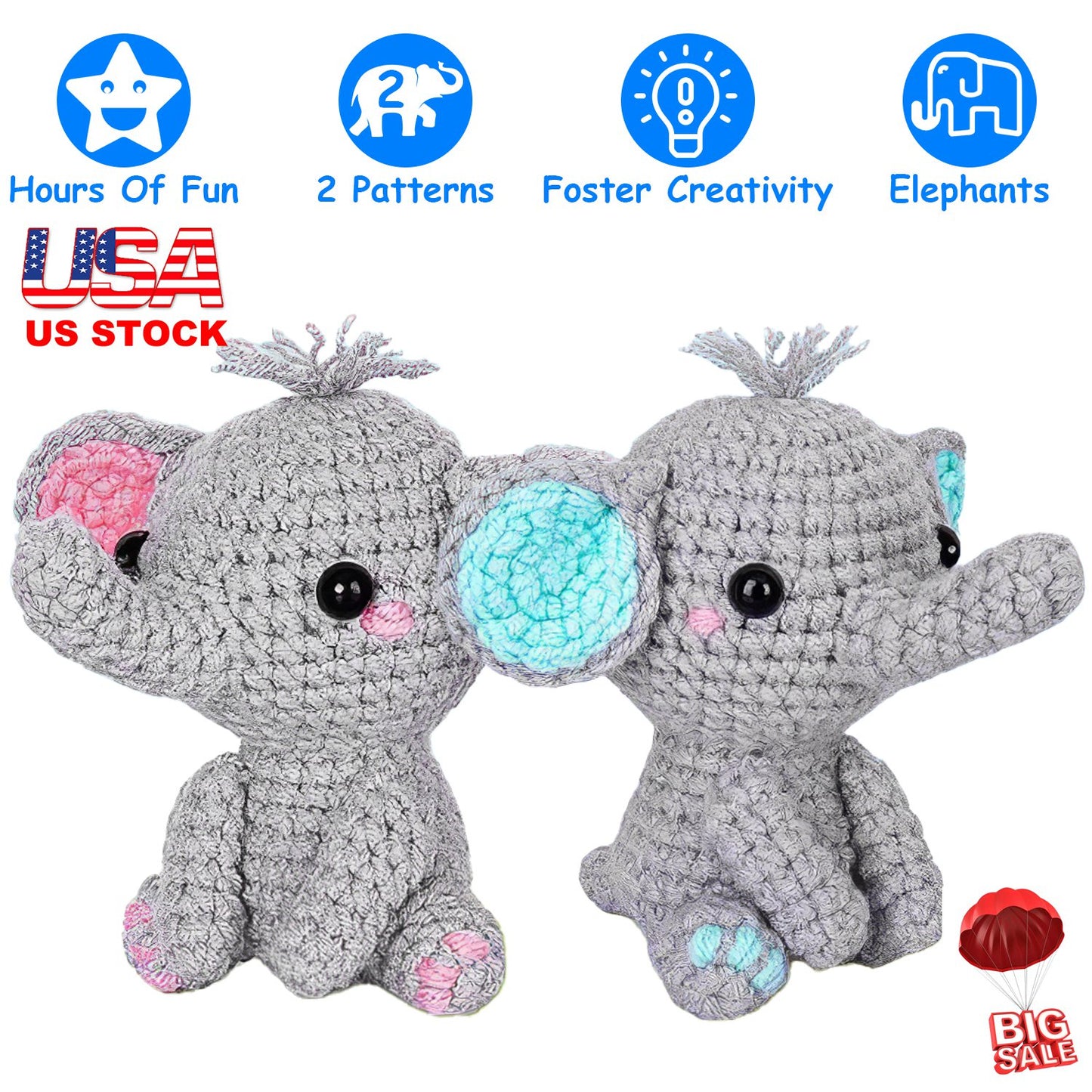 Elephant Crochet Kit for Beginners with Video Tutorials