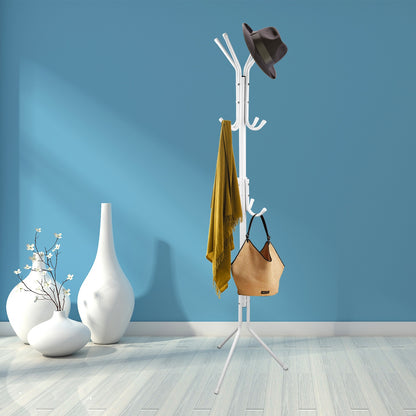 Standing Coat Rack with 8 Hooks - 3 Tier Metal Organizer