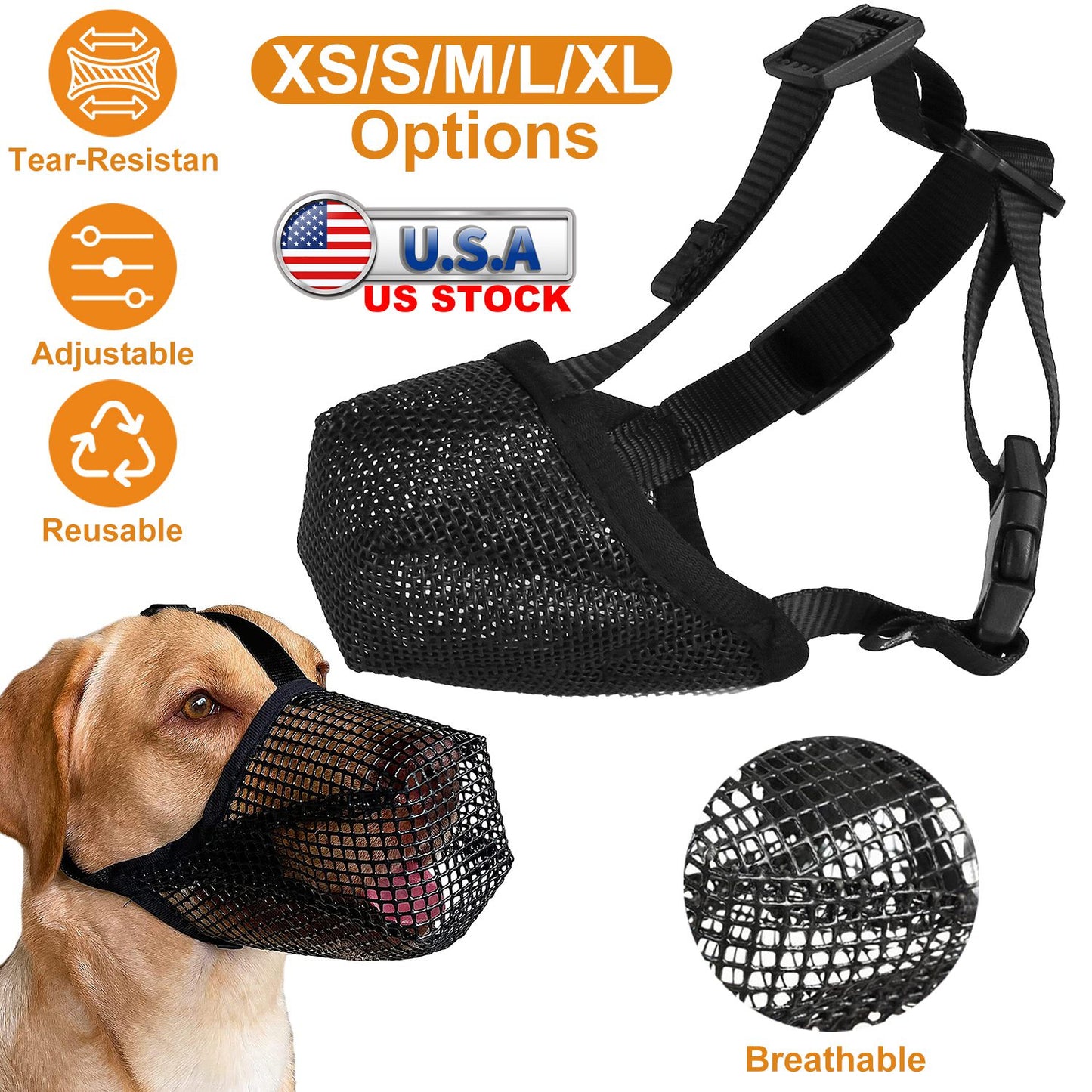 Soft Mesh Dog Muzzle with Adjustable Straps