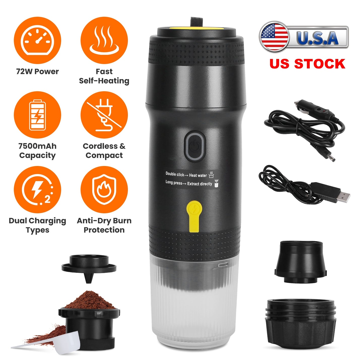 Portable Electric Espresso Machine with 7500mAh Battery