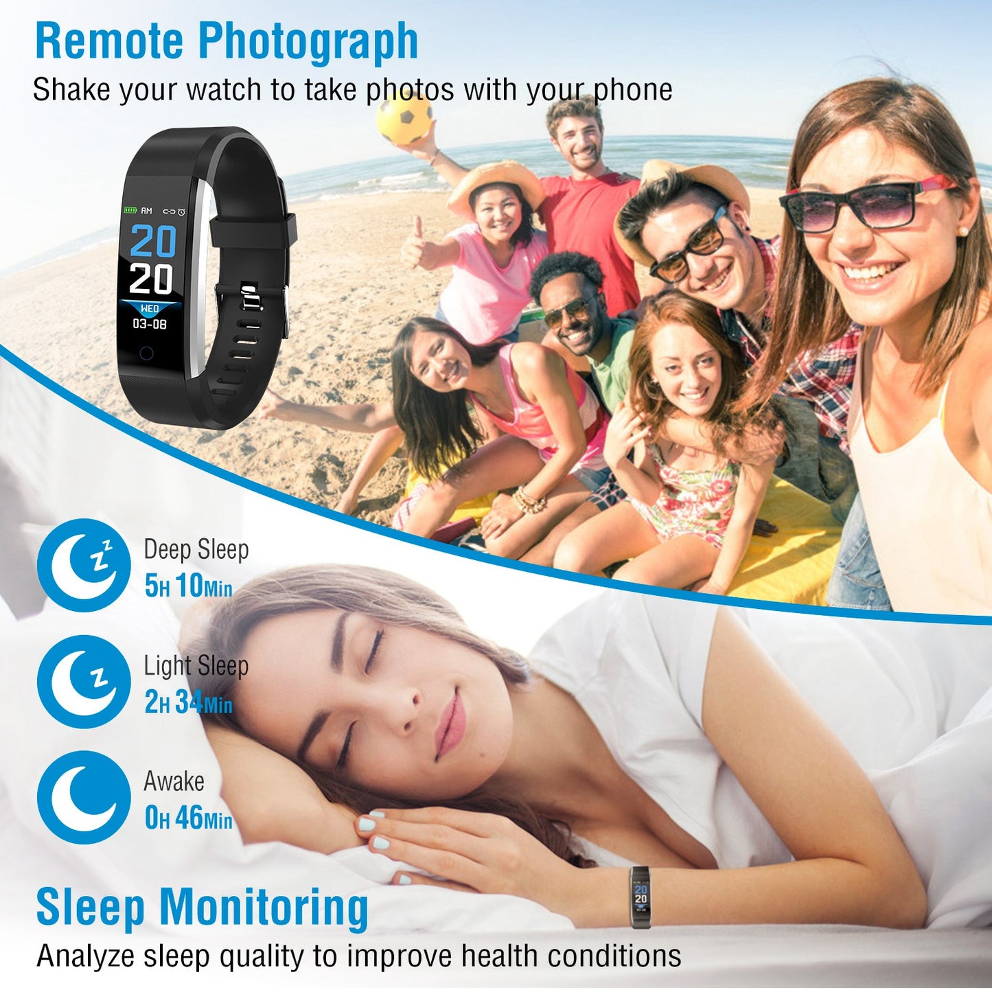 Fitness Tracker with Heart Rate Monitor & Sleep Tracking