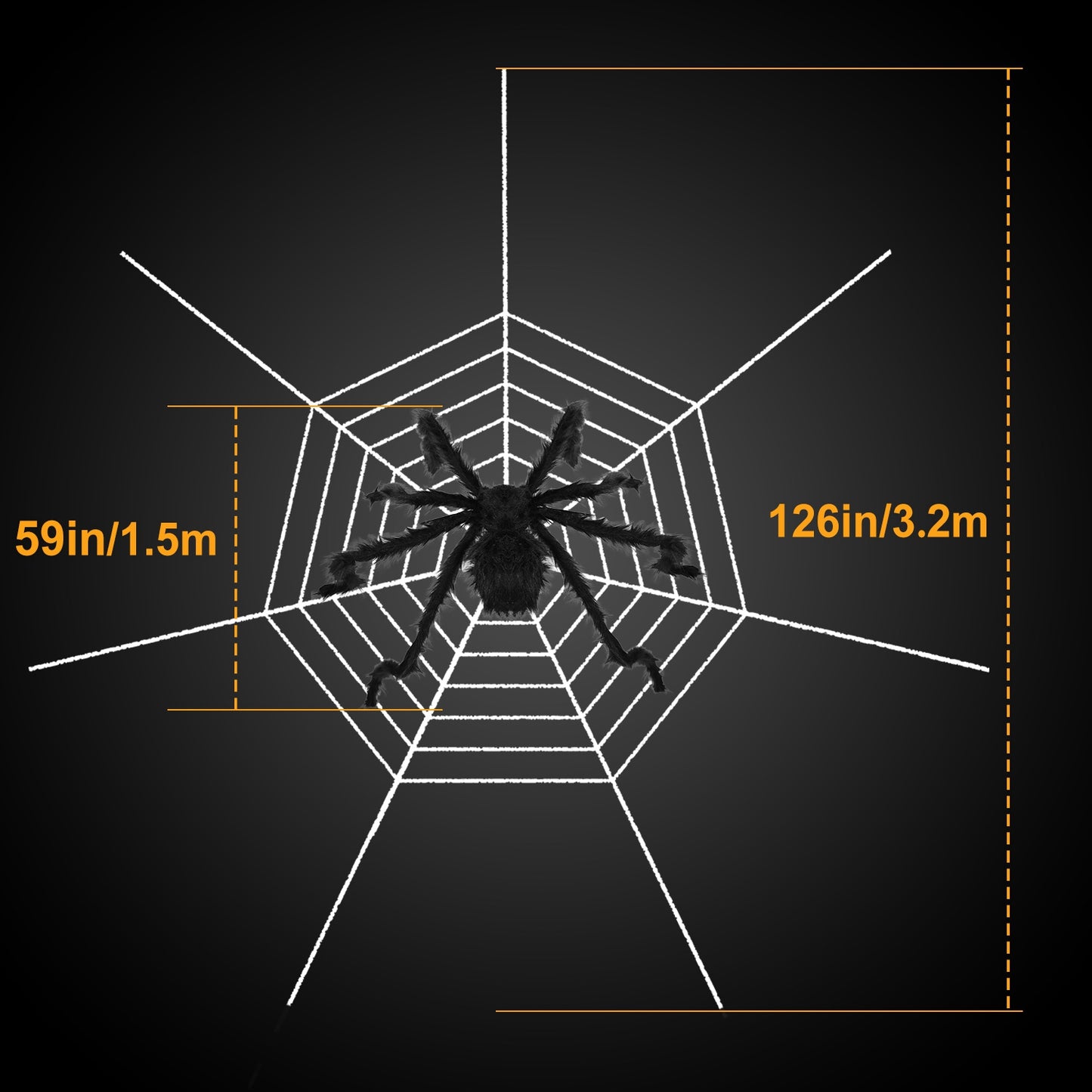 Giant Halloween Spider Decoration with 126" Spider Web Set