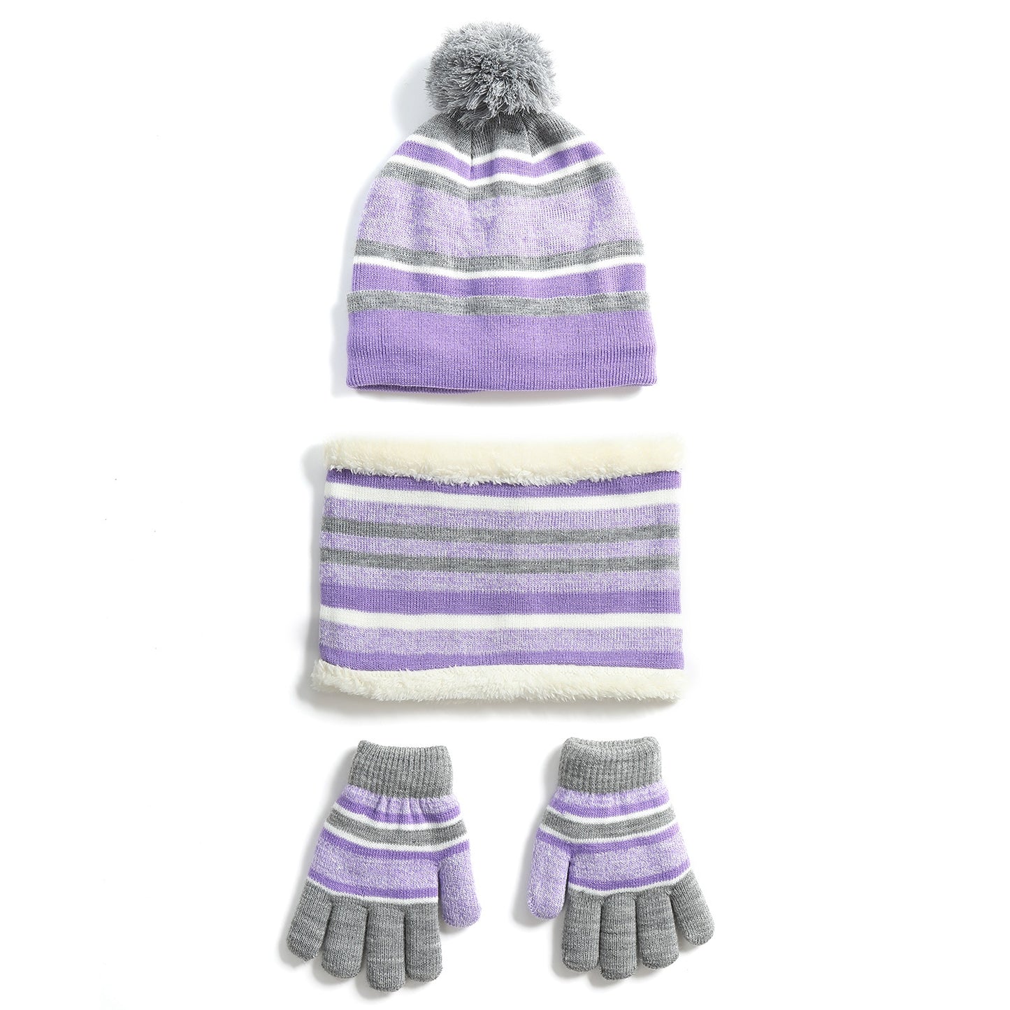 Kids Winter Warm Knitted Hat Scarf Gloves Set