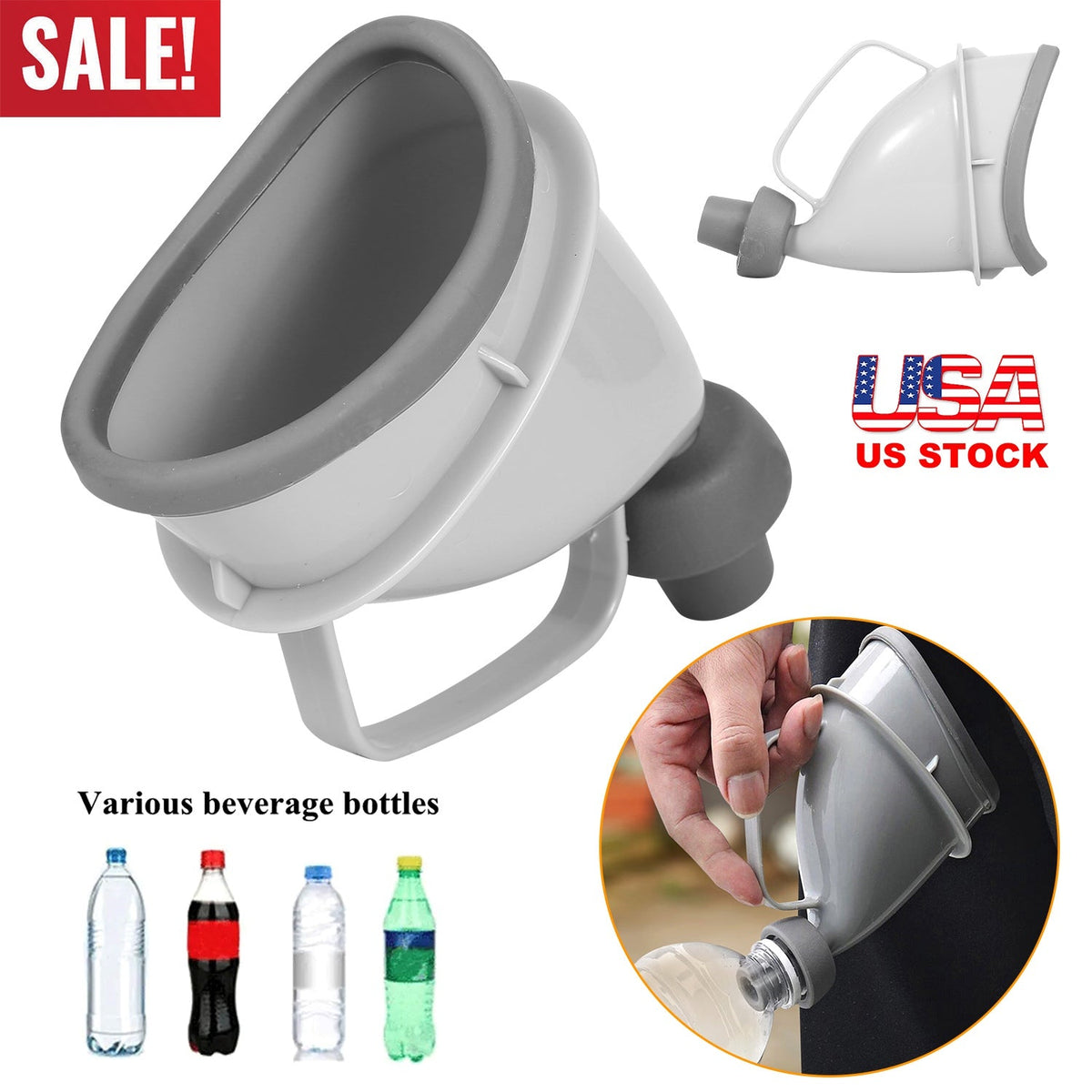 Unisex Potty Pee Funnel Adult EmergencyÊUrinal Device Portable Male Female Toilet For Car Camping Travel Outdoor
