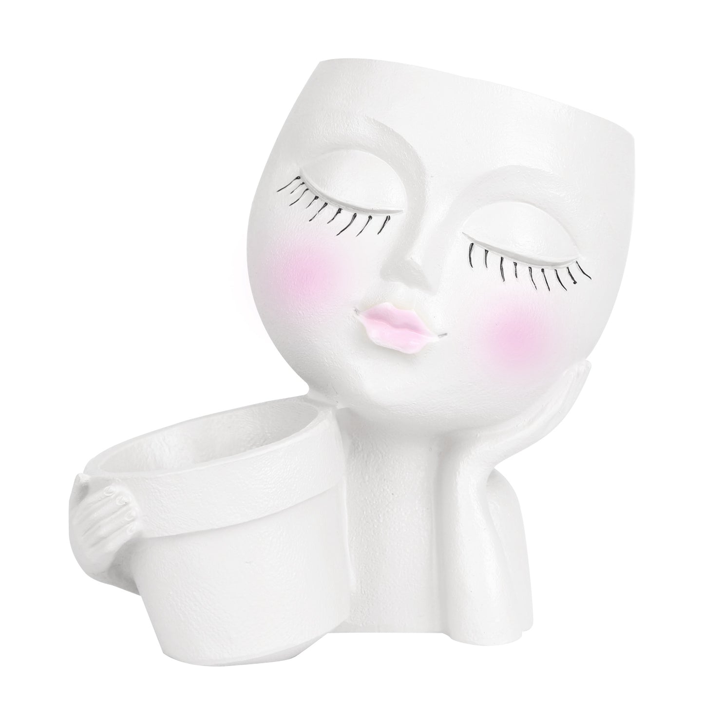 Girl Face Planter Pot with Dual Opening & Drainage Hole