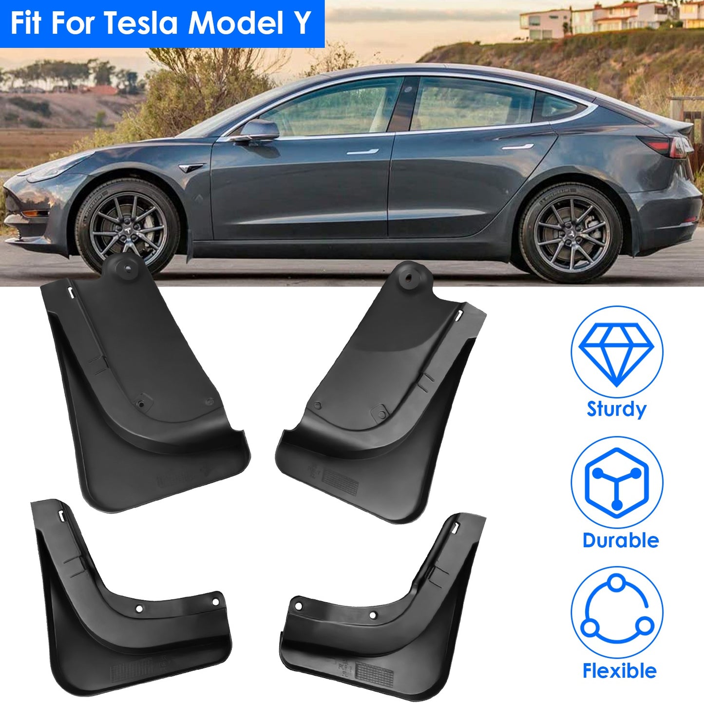 Mud Flaps for Tesla Model Y 2020-2023 No Drill Installation
