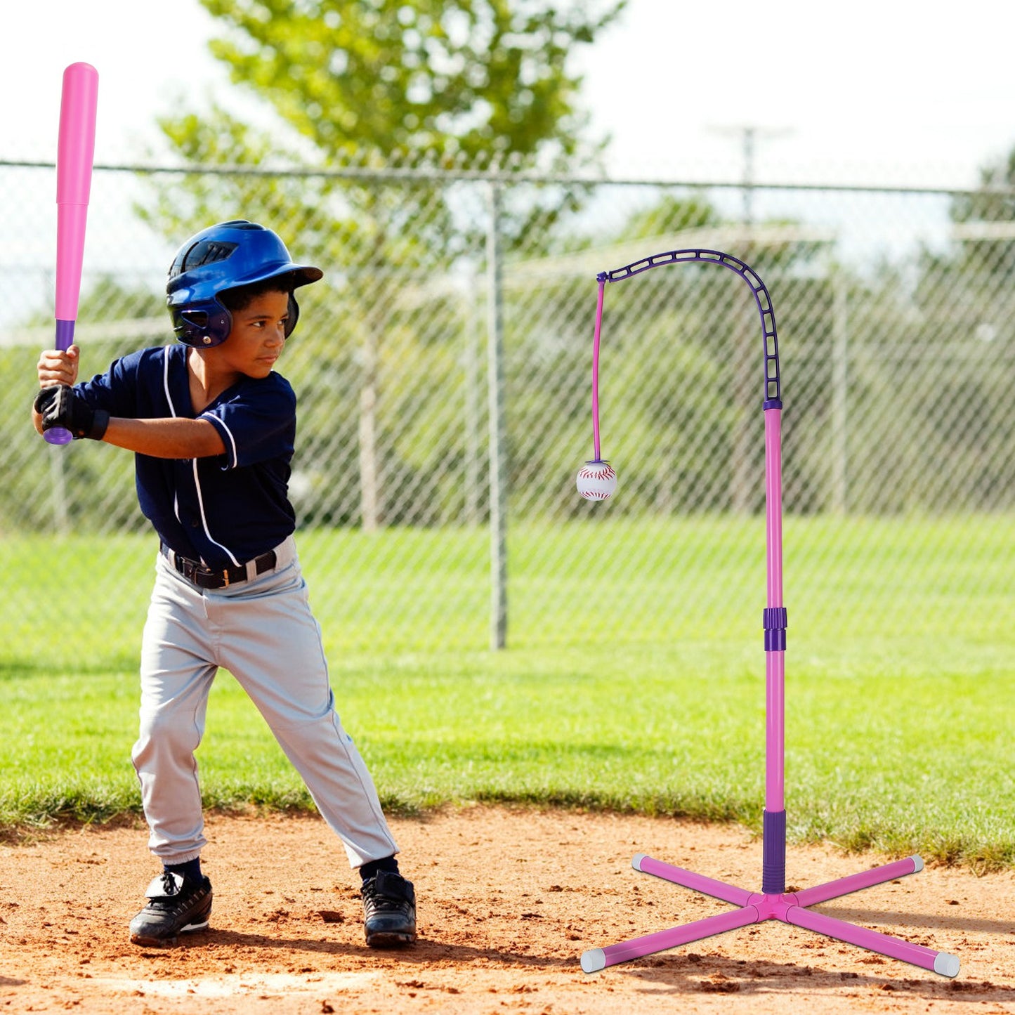 3-in-1 Baseball Toy Set with Adjustable Tee & Launcher