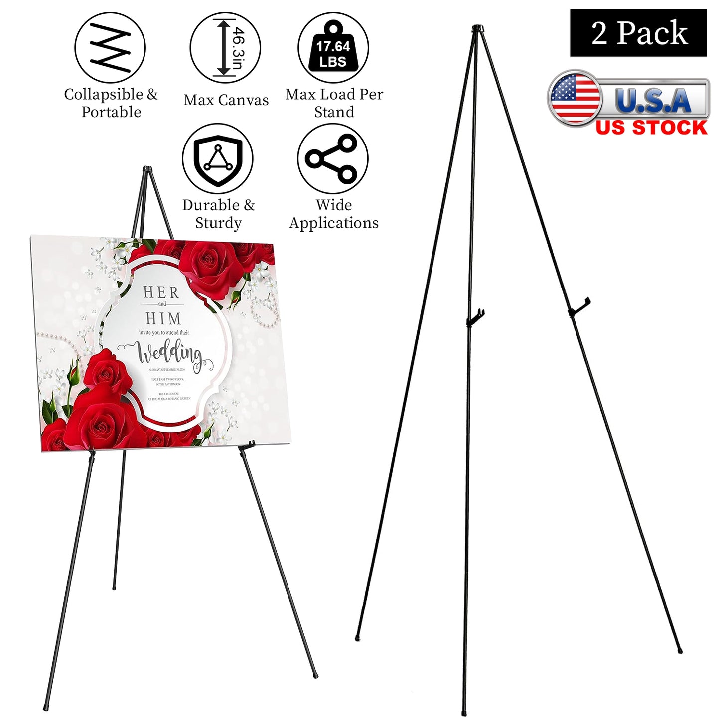 Collapsible Easel Stand 61in A-Frame Tripod with Carry Bag