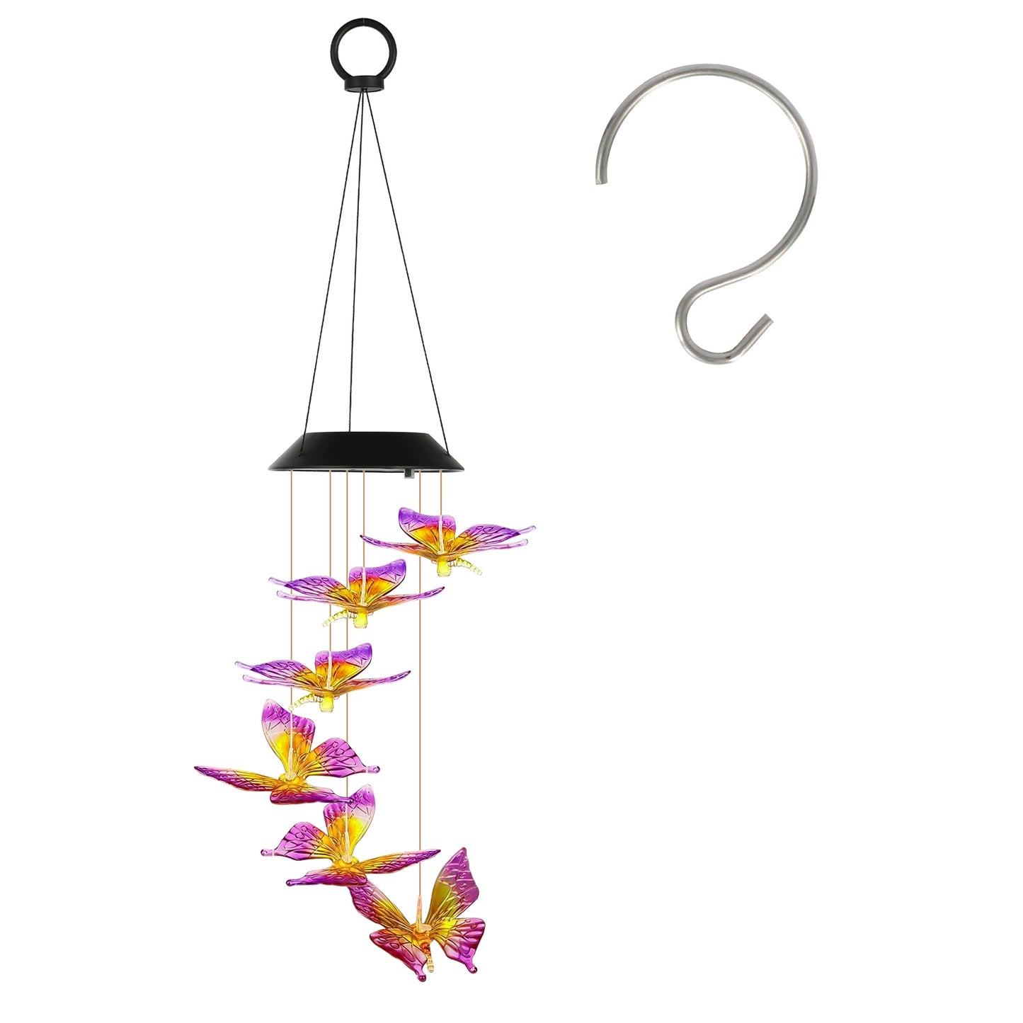 Solar Butterfly Wind Chimes with Color Changing LED Lights