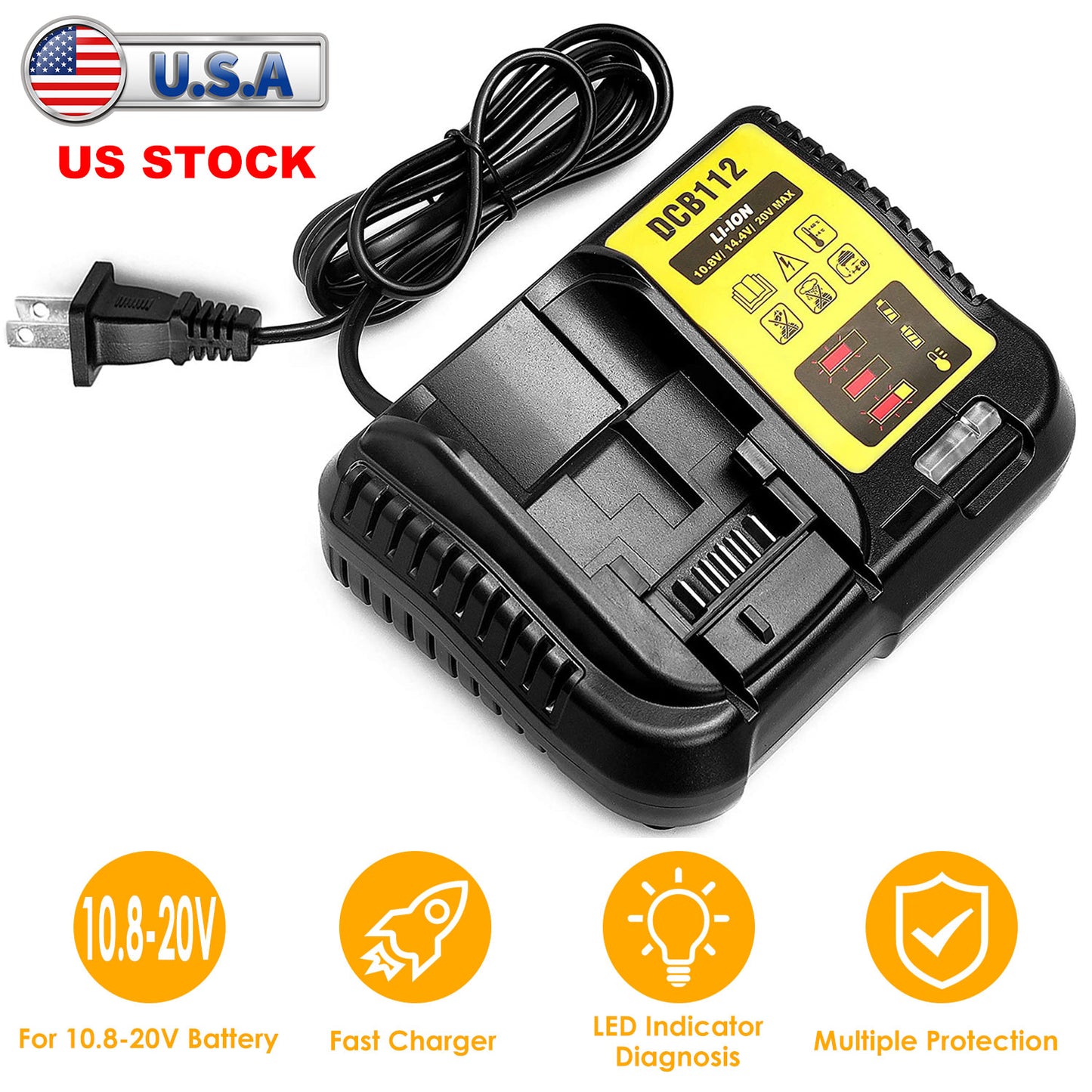 Battery Charger for Dewalt 10.8V-20V Lithium-Ion Tools