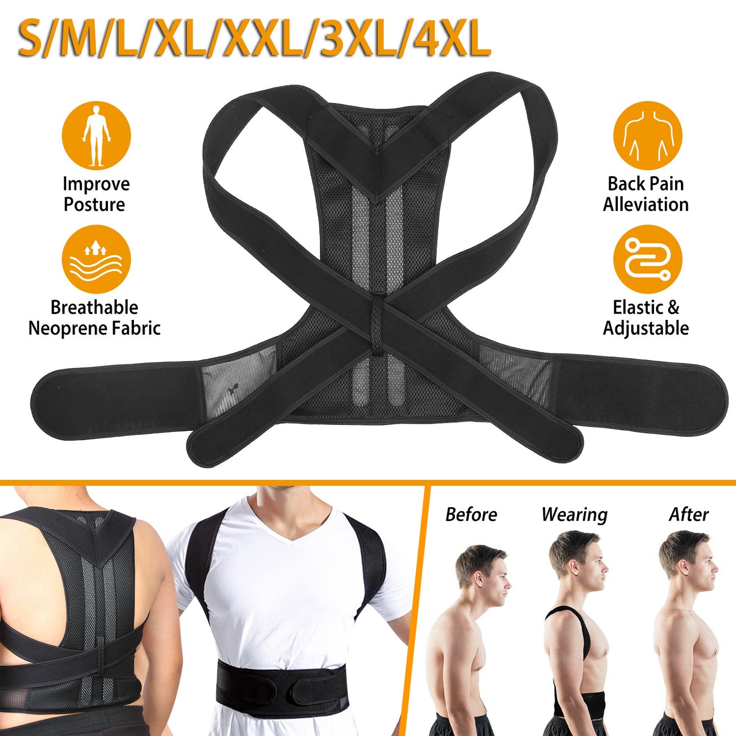 Back Posture Corrector with Lumbar Support Brace