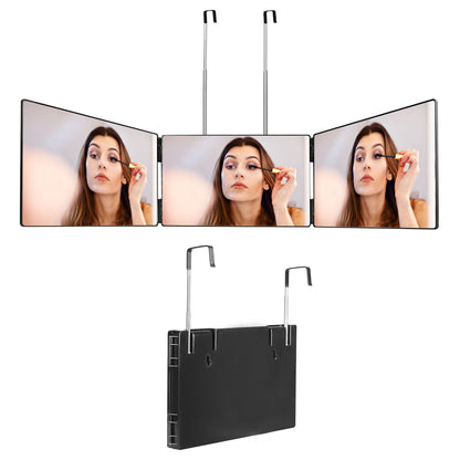 3 Way Mirror with Telescopic Hanger Tri-fold Mirror Personal Makeup Mirror for Self Shaving Hair Cutting Dyeing Curling Braiding