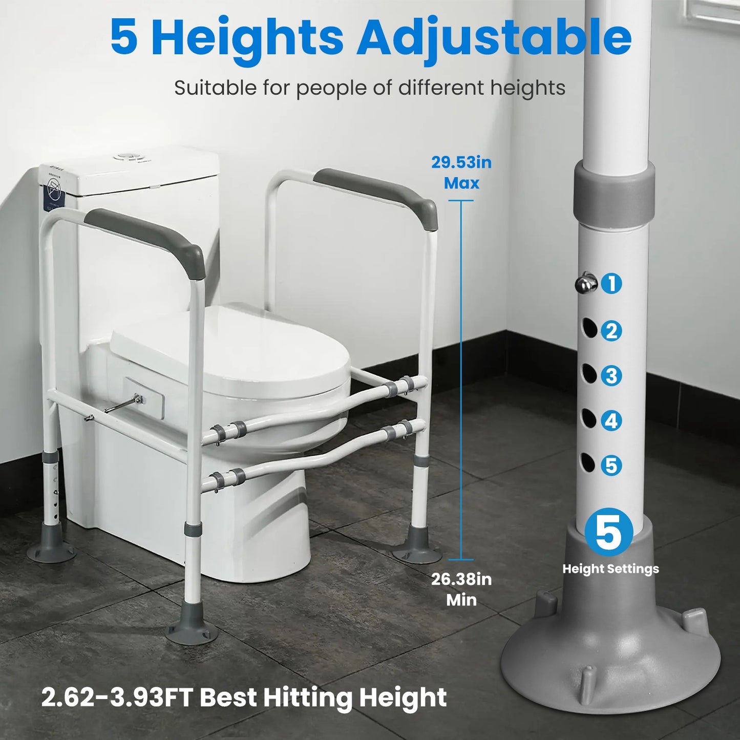 Adjustable Toilet Safety Rails for Elderly & Handicap