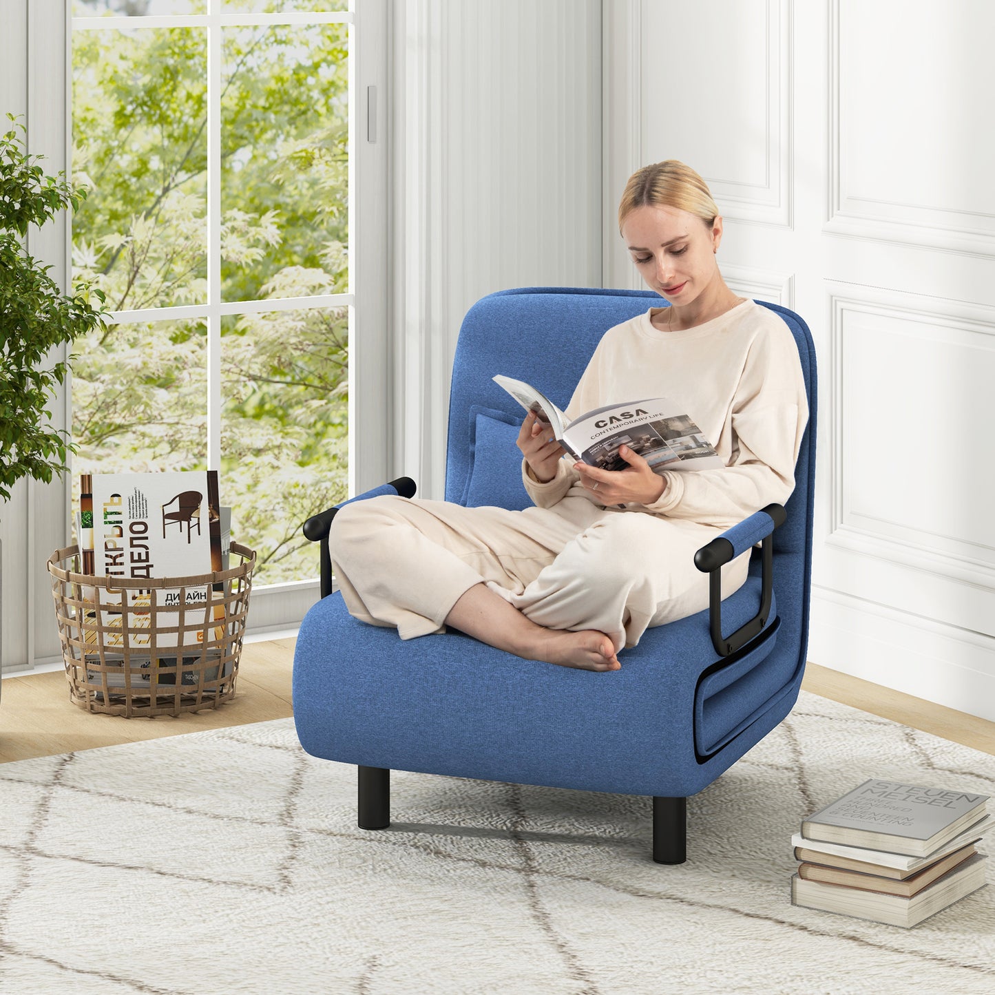 Convertible Sofa Bed with 5-Position Adjustable Backrest
