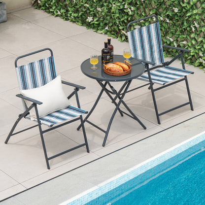 3-Piece Folding Patio Set with Round Table and Chairs
