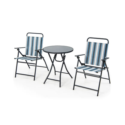 3-Piece Folding Patio Set with Round Table and Chairs