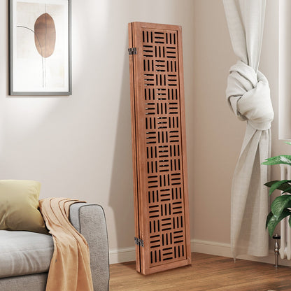 4-Panel Solid Wood Room Divider Folding Partition Stand