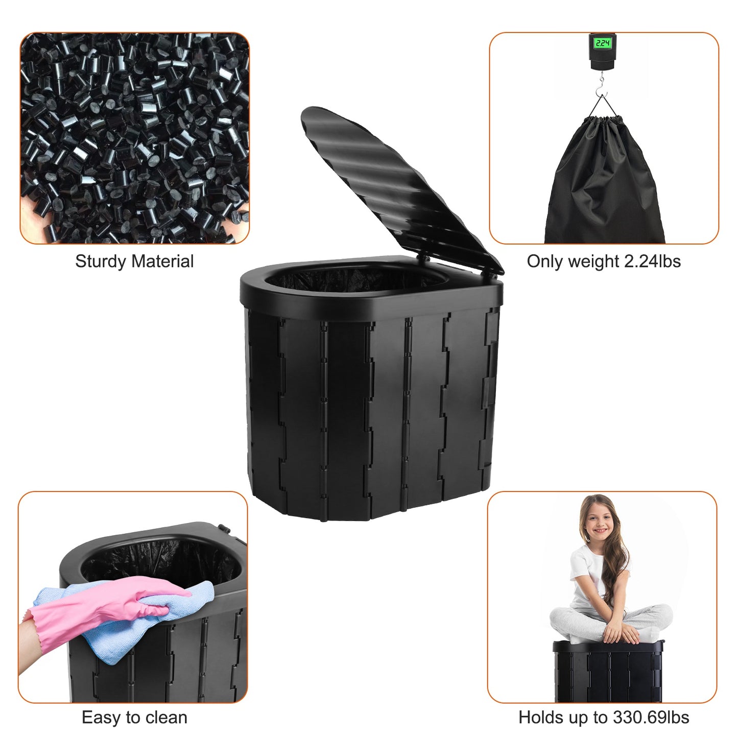 6.18 Gallon Trash Bags - 48 Count Black Unscented Liners