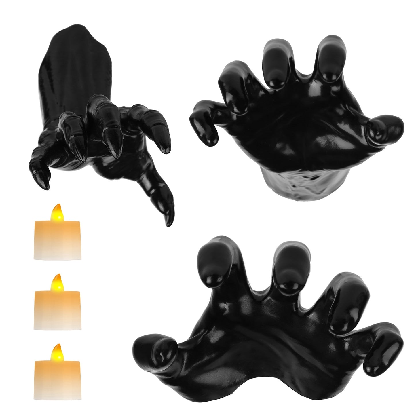 Creepy Reaching Hands Wall Decor with Lighted Candles 3-Piece