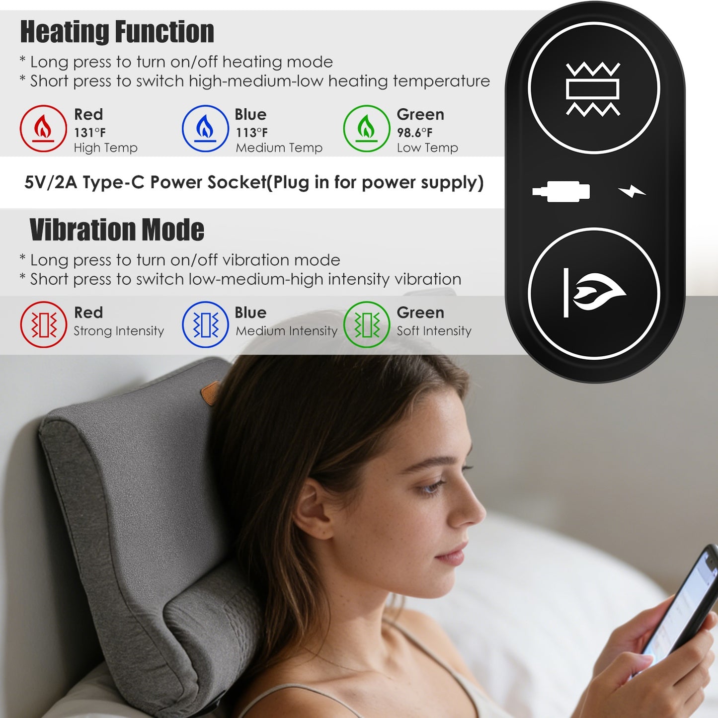 Neck Massager Pillow with Heat & Vibration Memory Foam