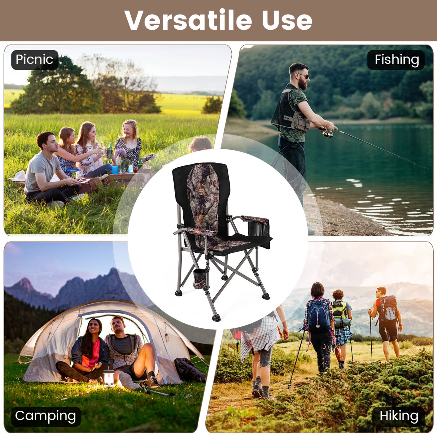Portable Camping Chair with 400 LBS Capacity