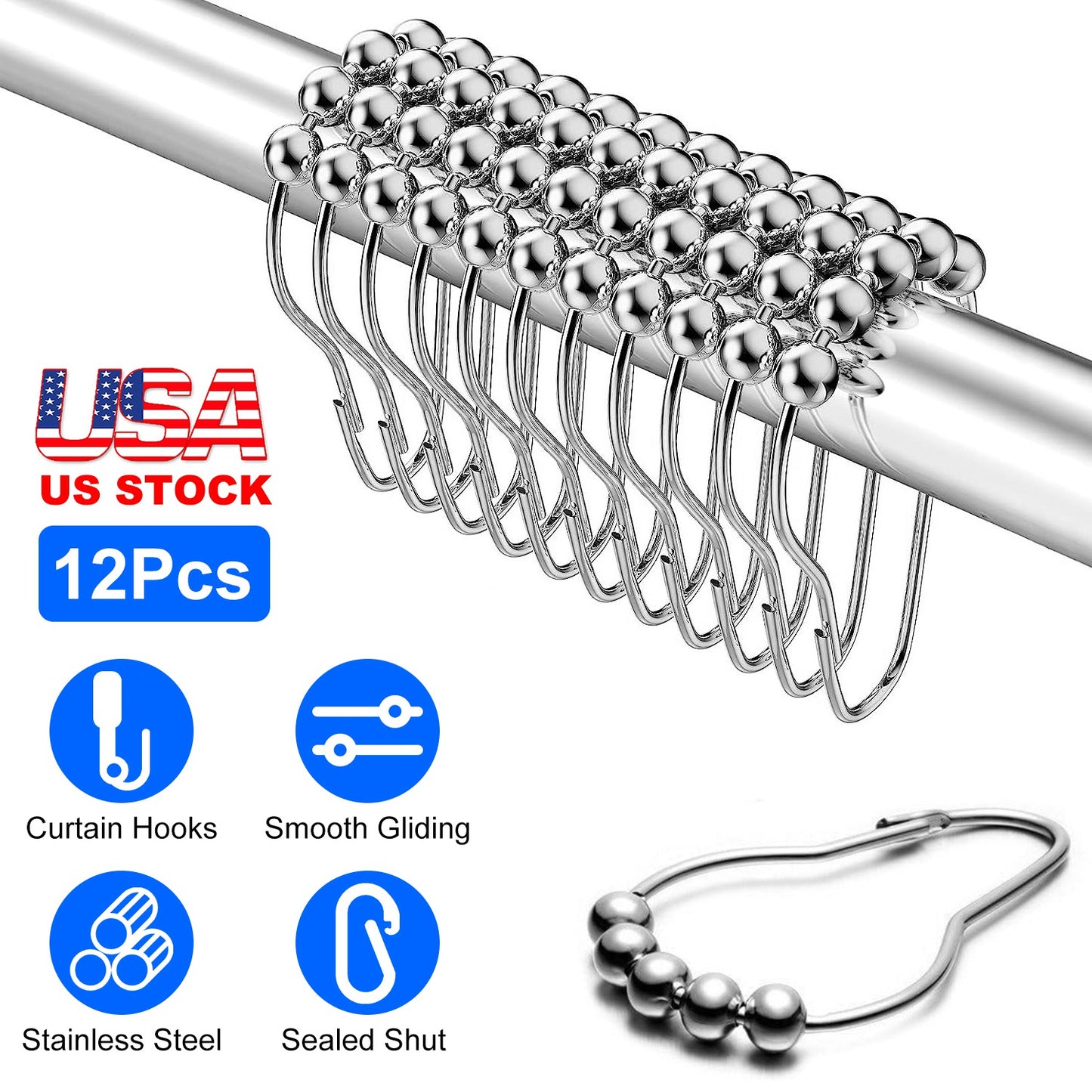 L-Shaped Curved Shower Curtain Rod - Stainless Steel