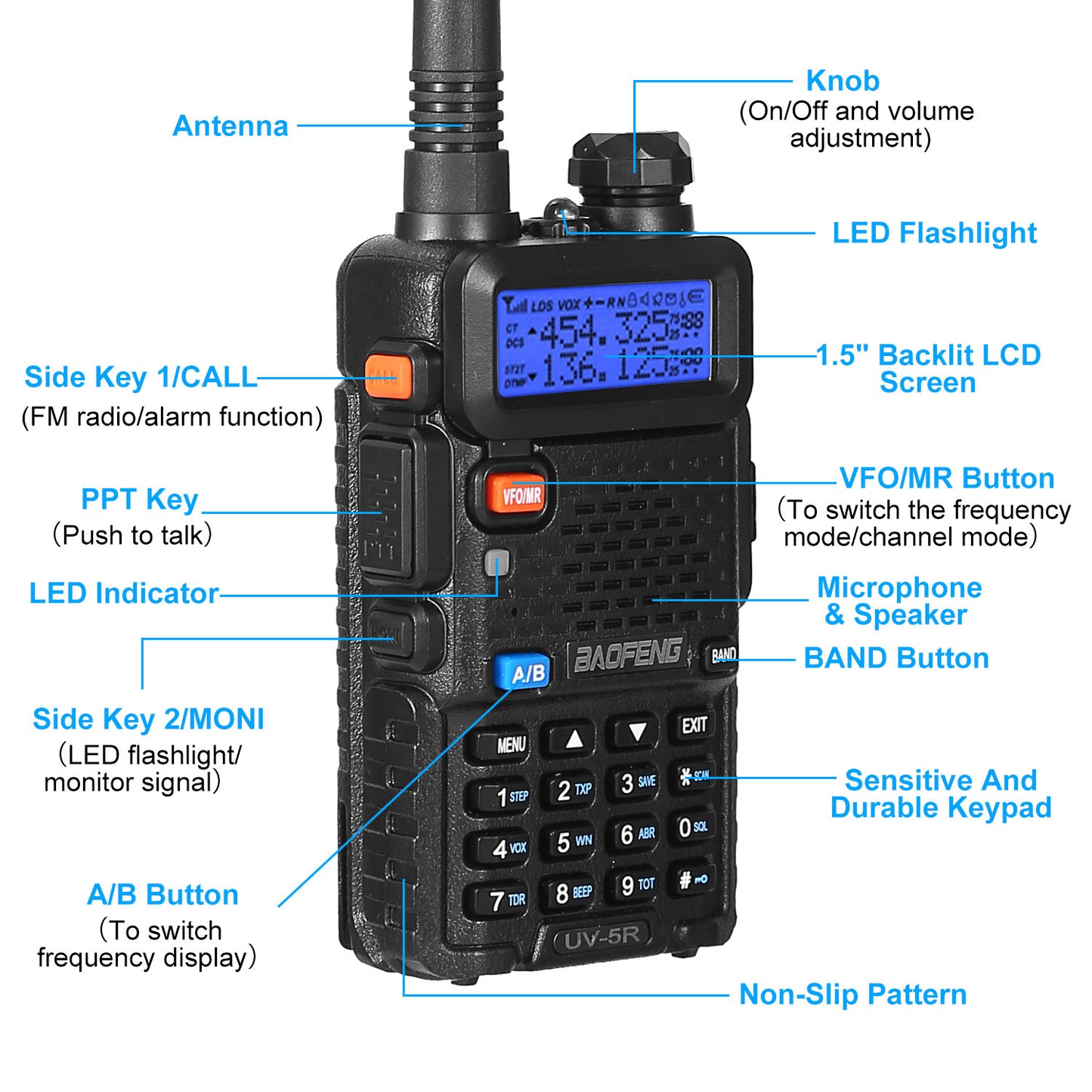 Dual Band Two Way Radio 5W VHF UHF Walkie Talkie