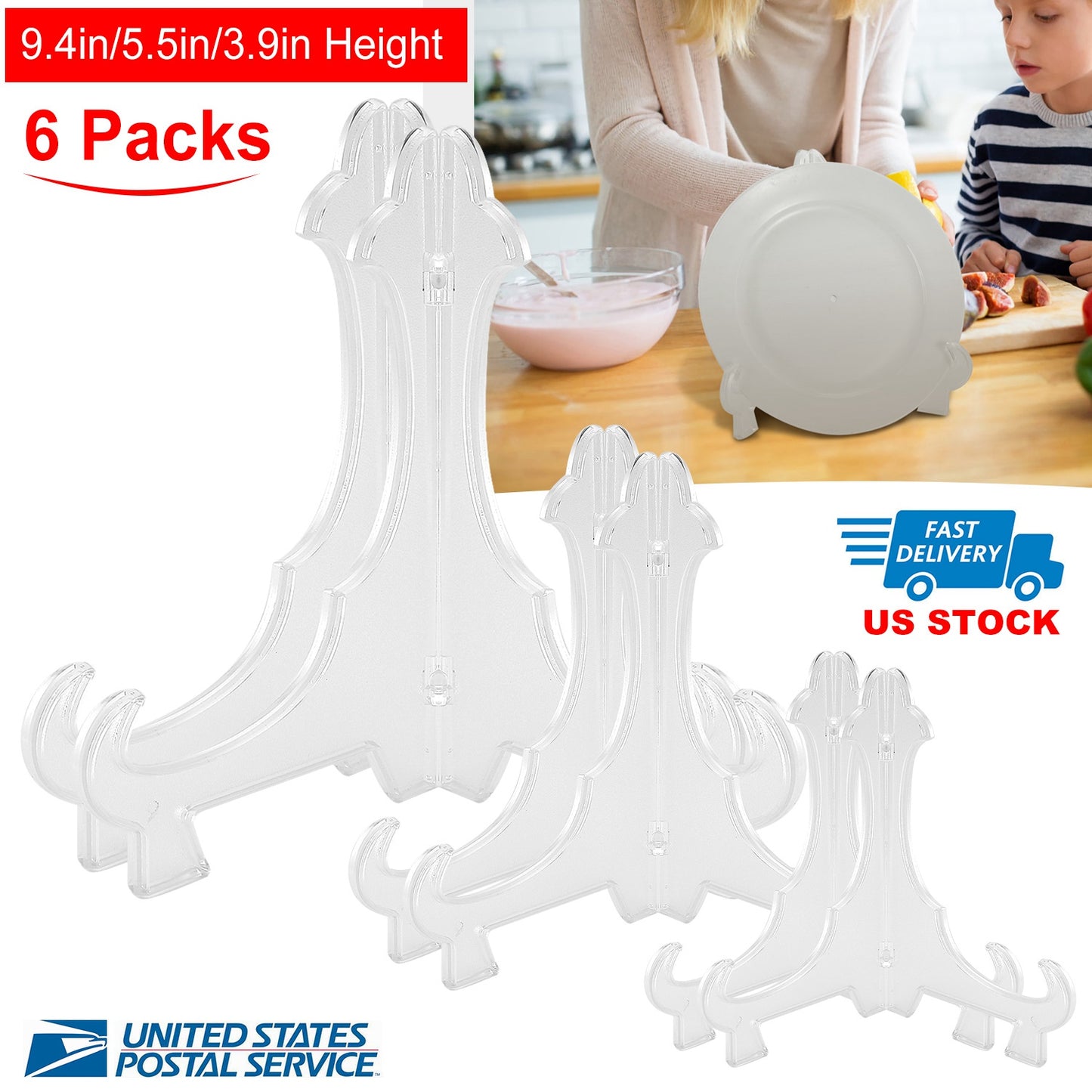 Display Easel Stand Set - 6 Pack (3 Sizes) for Plates & Photos