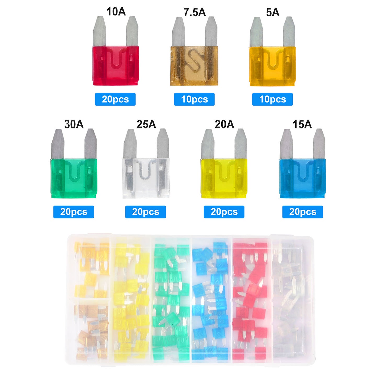 Auto Blade Fuse Set 120-Piece Assorted Kit with Storage Box