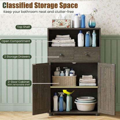 40" Bathroom Storage Cabinet with Drawers and Removable Shelf-Oak