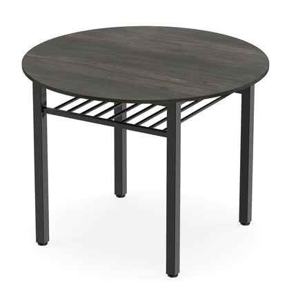40" Round Dining Table with Storage Shelf for 4 People